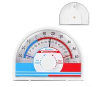 Thermomètre mécanique max min intérieur extérieur -30 à 60 °C (1 pièce) | Suivi le plus élevé et le plus bas pour les températures, design mécanique, pas besoin de piles, plage de -30 °C à 60 °C