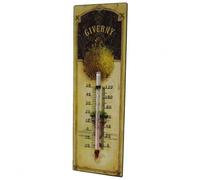 Thermomètre Mural Décoratif en Celsius et Farenheit ou à Poser Motif ""Floral Ancien"" en Fer et Papier Vernis 0,5x8x25cm