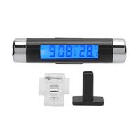 Thermomètre numérique 2 en 1 pour voiture, tableau de bord noir, rétroéclairage bleu, calendrier, horloge, jauge de température