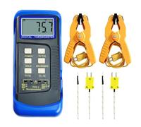 Thermomètre numérique à deux canaux avec thermocouple de type K de -50 à 1300 °C, avec borne de température et sondes filaires, mesure MAX/MIN/AVG et différence pour fours, fours de cuisson, fours de