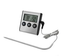Thermomètre numérique avec minuterie, sonde en acier inoxydable pour griller, rôtir et cuire au four
