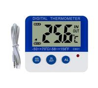 Thermomètre Numérique C601, Alarme Haute Basse Température | Mode Intérieur Extérieur, ABS Bleu, Affichage de Température, Cuisine et Réfrigérateur
