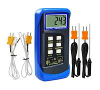 Thermomètre Numérique de type K avec Double Canal et 4 Thermocouples (Filaires et en Acier Inoxydable) - Plage de -50 à 1300°C (-58 à 2372°F) - Échelle Kelvin, Capteur de Mesure Haute Température
