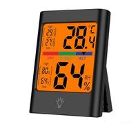 Thermomètre numérique et hygromètre avec grand bouton tactile LCD rétroéclairé et aimant pour intérieur, maison, bureau, moniteur de température et d'humidité précis (batterie non incluse) (noir)