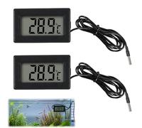 Thermomètre Numérique LCD avec Sonde Externe Étanche 1m de -50°C à +110°C, Mini Thermomètre pour Aquarium Congélateur Réfrigérateur Vitrine Réfrigérée, Affichage Rapide Haute Précision (2 Pièces)