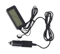 Thermomètre numérique LCD de voiture 12 V avec capteur extérieur, compteur de température de voiture intérieur/extérieur -50 °C à 70 °C, câble de 1,5 m, rétroéclairage bleu, boîtier noir pour voitures