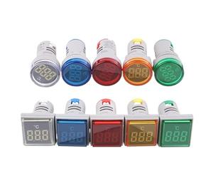 Thermomètre numérique LED en plastique de 22 mm -20-119 Celsius 50-380 V AC(Square White)