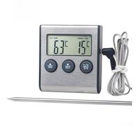 Thermomètre numérique portable à sonde pour barbecue, -50 °C à 300 °C, alarme minuterie, conversion à deux unités, design en acier inoxydable