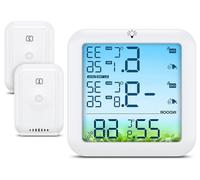 Thermomètre numérique pour réfrigérateur - Thermomètre pour congélateur - Surveillance de la qualité des aliments - Double capteur sans fil - Portée de 100 mètres - Écran couleur