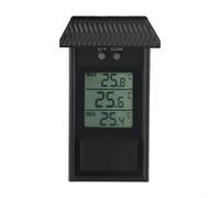 Thermomètre numérique pour serre avec mémoire max min pour intérieur ou extérieur, jardin, mur avec interrupteur C/F et écran facile à lire, blanc (noir)