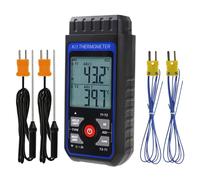 Thermomètre numérique thermocouple double canal type K/J avec 4 sondes thermocouples de type K, plage de -328 à 2501 °F, thermomètre industriel HVAC avec alarme et compensation ADJ