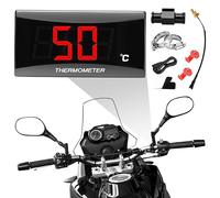 Thermomètre Numérique Universel pour Moto avec 18/22mm Adapter, affichage numérique capteur de température, LED Adaptateur Capteur de Température de Sonde en Métal Étanche pour KOSO (22MM-RED)