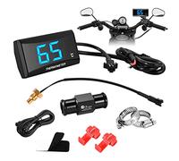 Thermomètre Numérique Universel pour Moto avec 18/22mm Adapter, Capteur de Température de sonde en métal, étanche LED affichage numérique capteur de température lumière bleue pour KOSO, bleu (18mm)