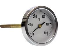 Thermomètre pour poêle à bois, de 0 à 500 °C, avec un boîtier de 20 cm, modèle analogique