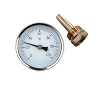 Thermomètre pour Tuyau D'eau Chaude 1.5, Sonde Température Inox Laiton Filetage G1/2, Indicateur Chauffage Plomberie, Sortie 4-20 mA pour Système Eau Chaud Chaudière