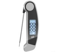 Thermomètre Repliable Sonde Acier Inoxydable Thermomètre Repliable(Gray) | Écran LCD rétroéclairé, lecture claire nuit/jour, boutons tactiles intuitifs, changement unité facile