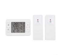Thermomètre sans fil d'intérieur et d'extérieur avec 2 capteurs, portée de -40 ℃ à 60 ℃, transmission sans fil de 100 m, pour surveillance, congélateur, réfrigérateur
