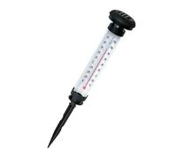 Thermomètre solaire avec lumière de paysage, réglage automatique de la luminosité, construction en plastique pour température de jardin, thermomètre solaire