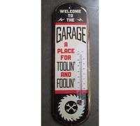 Thermometre Welcome To The Garage Humour Us 43x11.5 Cm Tole Metal