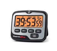 ThermoPro Minuterie de Cuisine Numérique avec Écran LCD Grand, Alarme Multifonction Réglable et Compte à Rebours Rétro-éclairé