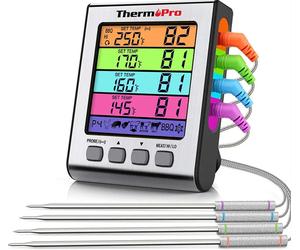 ThermoPro TP-17H thermomètre de cuisine numérique, quatre sondes, argent