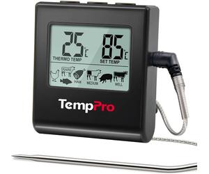 ThermoPro TP16 : Thermomètre numérique pour grill, avec minuterie et sonde, de couleur noire