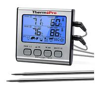 Thermopro Tp17 Thermomètre Pour Viande Numérique À Double Sonde, Cuisson Barbecue Grill Four Cuisine Fumoir Avec Minuteur
