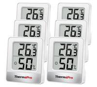 ThermoPro TP49-6 Petit Hygromètre Numérique Thermomètre Intérieur Thermomètre D'ambiance Moniteur de Température et Humidimètre pour Le Confort du Bureau à Domicile Thermomètre de Reptile, 6 Pièces