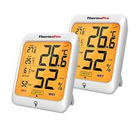 ThermoPro TP53 Hygromètre Indicateur D'humidité Intérieur Jauges de Température et D'humidité Thermomètre D'ambiance avec Rétroéclairage Thermomètre Hygromètre de Reptile avec Grand Écran, 2 Pièces