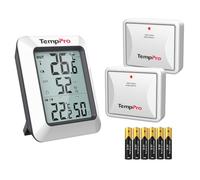 ThermoPro TP60C Hygromètre Numérique Thermomètre Intérieur Extérieur Moniteur D'humidité avec Indicateur de Température Sans Fil Thermomètre de Reptile et Amphibie avec Une Portée de 150M, Lot de 2