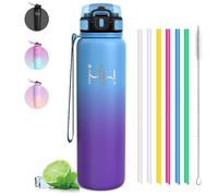 Thermos 1l - Gourde Isotherme - Gourde Paille - Acier Inoxydable 18/8 - Thermos Isotherme Anti Fuite - 24h Froid & 12h Chaud - Gourdes Sport Étanche, Bouteille d'eau pour Randonnée, Voyage, Yoga
