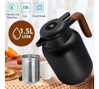 Thermos à double paroi - Carafe à café - 1,5 litre - Acier inoxydable - Isolation sous vide - Pour boissons chaudes et froides - Idéal pour le café et le thé