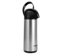 Thermos à double paroi - Carafe à pompe - 1,9 litre - Acier inoxydable - Verre intégré - Pompe manuelle - Pour café et thé