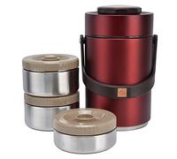 Thermos Alimentaire Flacon 2L Termos Para Comida Caliente 24 Horas 304 Acier Inoxydable 2.3L Boîte À Lunch Sous Vide 3 Couches Prévenir Les Fuites Récipient Isotherme Pour Les (Rouge)