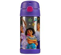 Thermos - Bouteille d'eau Encanto (355 ml) - Sans BPA, en acier inoxydable, anti-déversement, paille pop-up, gourde Disney Kids avec étiquettes personnalisées et poignée de transport pour boissons