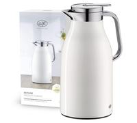 Thermos carafe isotherme - 1,5 litre - Inox - Blanc - Double paroi en verre - 12 h de chaleur - Pour café et thé