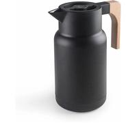 Lacor - 62598 - Thermo Jug WOOD BLACK, Thermos pour liquides, Garde froid et chaleur, Polypropylène, Double paroi avec couche de verre à l’intérieur, Bouchon isolant, Contenance: 1 L, Noir