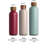 Thermos de voyage Benzoa® en acier inoxydable (188/60) avec couvercle en bois d'acacia, 500 ml, couleur gris – isotherme, étanche, sans BPA, BPS et phtalates