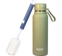 Thermos de voyage isotherme avec couvercle vert olive, livré avec un kit de remplissage et de nettoyage
