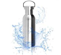 Thermos en acier inoxydable de haute qualité Ibenzoa® – 1000 ml, double paroi isolante, couleur argent, inoxydable, dimensions 31,5 x 8 cm, avec poignée, idéal pour le sport, le bureau et le camping