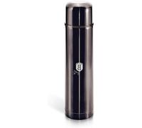 Thermos en acier inoxydable - Récipient isotherme pour boissons - Maintient les boissons chaudes - Bouchon à vis intégré à la tasse - 1 litre - Noir
