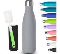 Thermos en acier inoxydable Unyqoos® : double paroi, maintient les boissons froides pendant 24 heures et chaudes pendant 12 heures, étanche, sans BPA, avec brosse de nettoyage et étui de protection