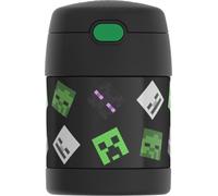 THERMOS FUNTAINER 10 Ounce Stainless Steel Vacuum Insulated Kids Food Jar with Folding Spoon, Minecraft