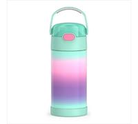 THERMOS FUNTAINER Bouteille d'eau avec paille - 355 ml - Bouteille d'eau isotherme en acier inoxydable pour enfants avec couvercle, menthe ombré