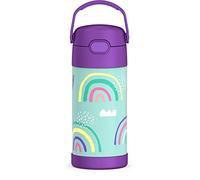 THERMOS FUNTAINER Bouteille isotherme en acier inoxydable avec paille pour enfants, 355 ml, arc-en-ciel