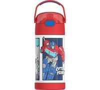 THERMOS FUNTAINER Water Bottle with Straw - 12 Ounce, Transformers - Kids Stainless Steel Vacuum Insulated Water Bottle with Lid