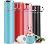 Thermos Ibencoa® en acier inoxydable 18/8, à double paroi et isolé sous vide, sans BPA, avec un couvercle sécurisé, une poignée et un gobelet – maintient les boissons chaudes ou froides pendant des he