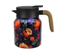 Thermos Isotherme en Acier Inoxydable, 800 ML Théière avec Filtre Infuseur Amovible, Cafetière Sous Vide, Motif Floral, pour Thé, Café, Boissons Chaudes