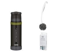 THERMOS MOUNTAIN BEVERAGE BOTTLE 0,50 l Isolierkanne 0,5l charcoal black mat – Vorteilsset mit Reinigungsbürste CLEAN FIX 30 cm + CLEAN TABS (20 Stück) | HAN 4015232050 | EAN 4002458517655