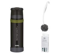 THERMOS MOUNTAIN BEVERAGE BOTTLE 0,75 l Isolierkanne charcoal black mat – Vorteilsset mit Reinigungsbürste CLEAN FIX 30 cm + CLEAN TABS (20 Stück) | HAN 4015232075 | EAN 4002458517709